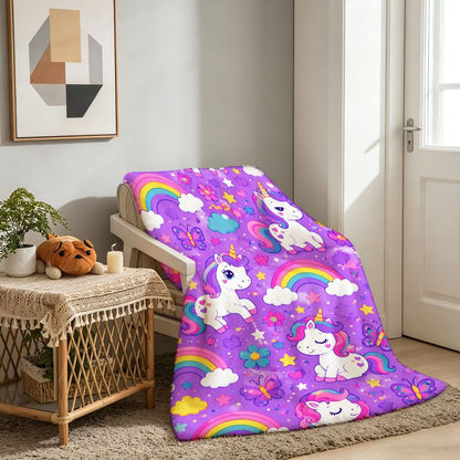 Giftoluck Cozy Unicorn Fairy Flannel Throw Blanket