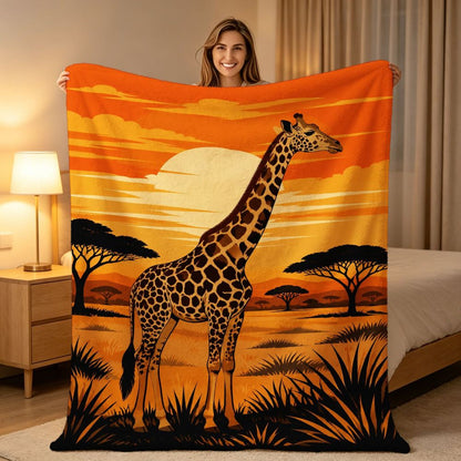 Aonana African Sunset Flannel Throw Blanket