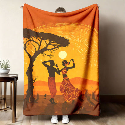 Aonana African Sunset Flannel Throw Blanket
