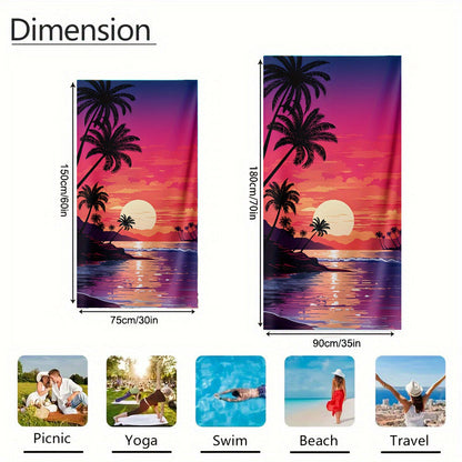 Aonana Coconut Trees Sunset Glow Beach Towel