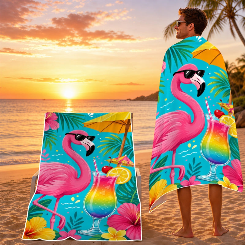 Aonana Flamingo Printed Quick-Dry Beach Towel