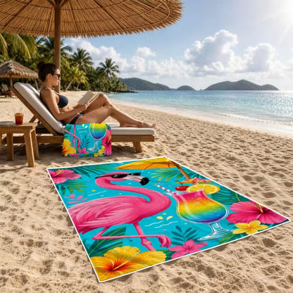 Aonana Flamingo Printed Quick-Dry Beach Towel