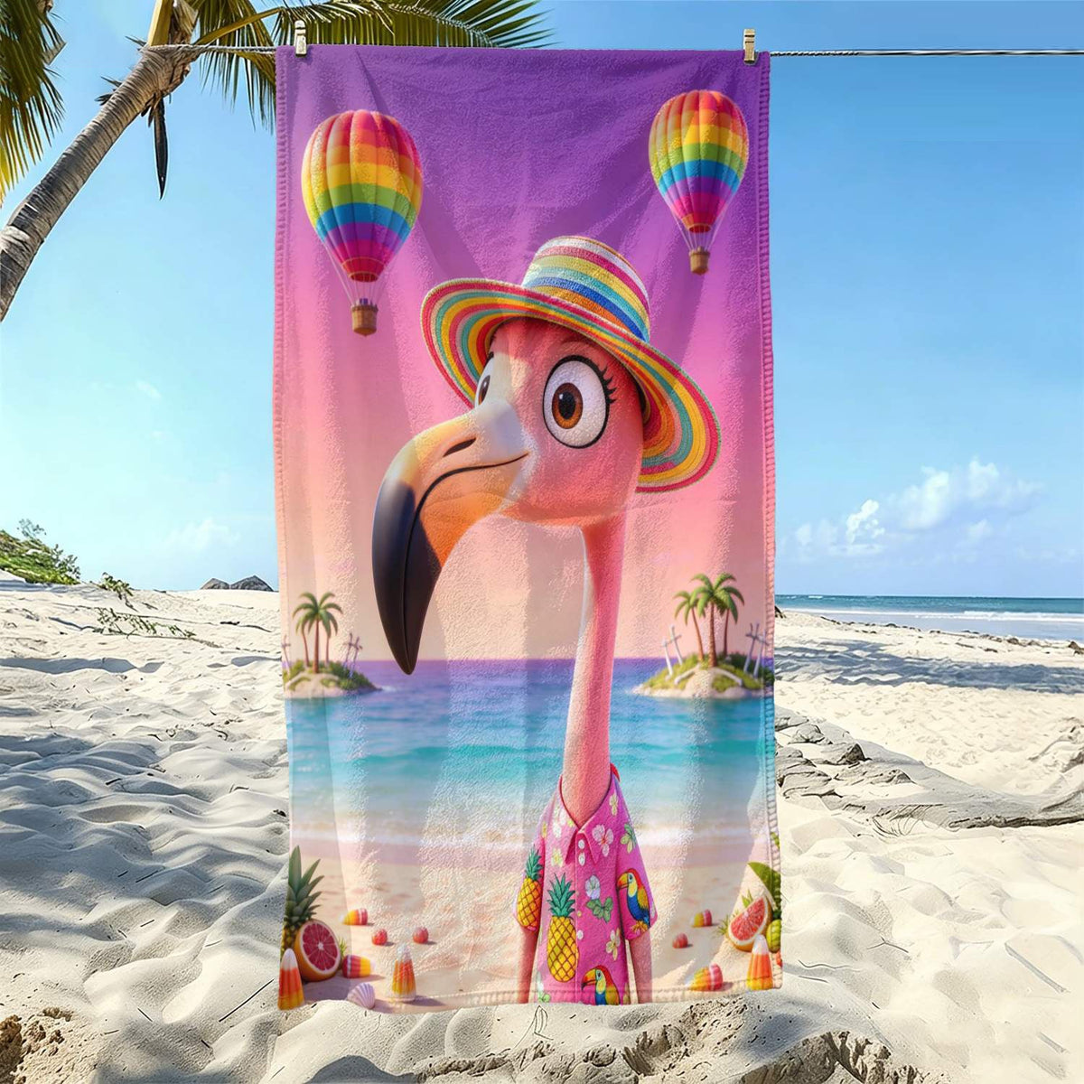 Aonana Flamingo Printed Quick-Dry Beach Towel