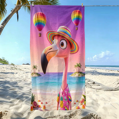 Aonana Flamingo Printed Quick-Dry Beach Towel