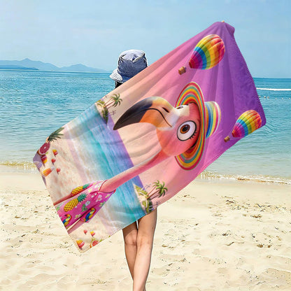Aonana Flamingo Printed Quick-Dry Beach Towel
