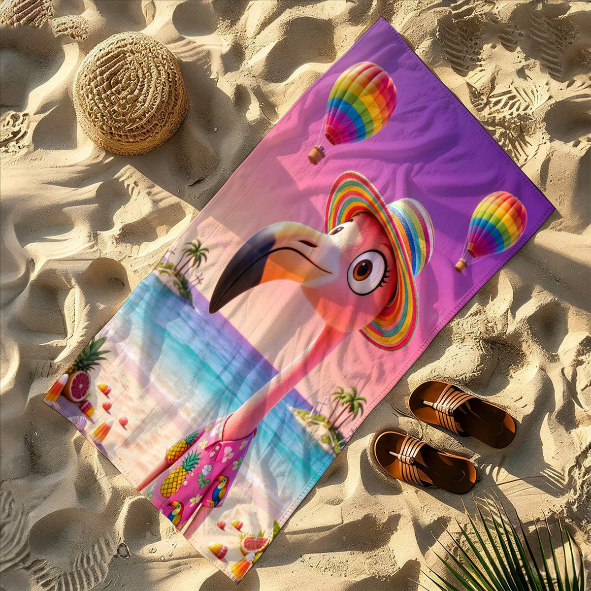Aonana Flamingo Printed Quick-Dry Beach Towel