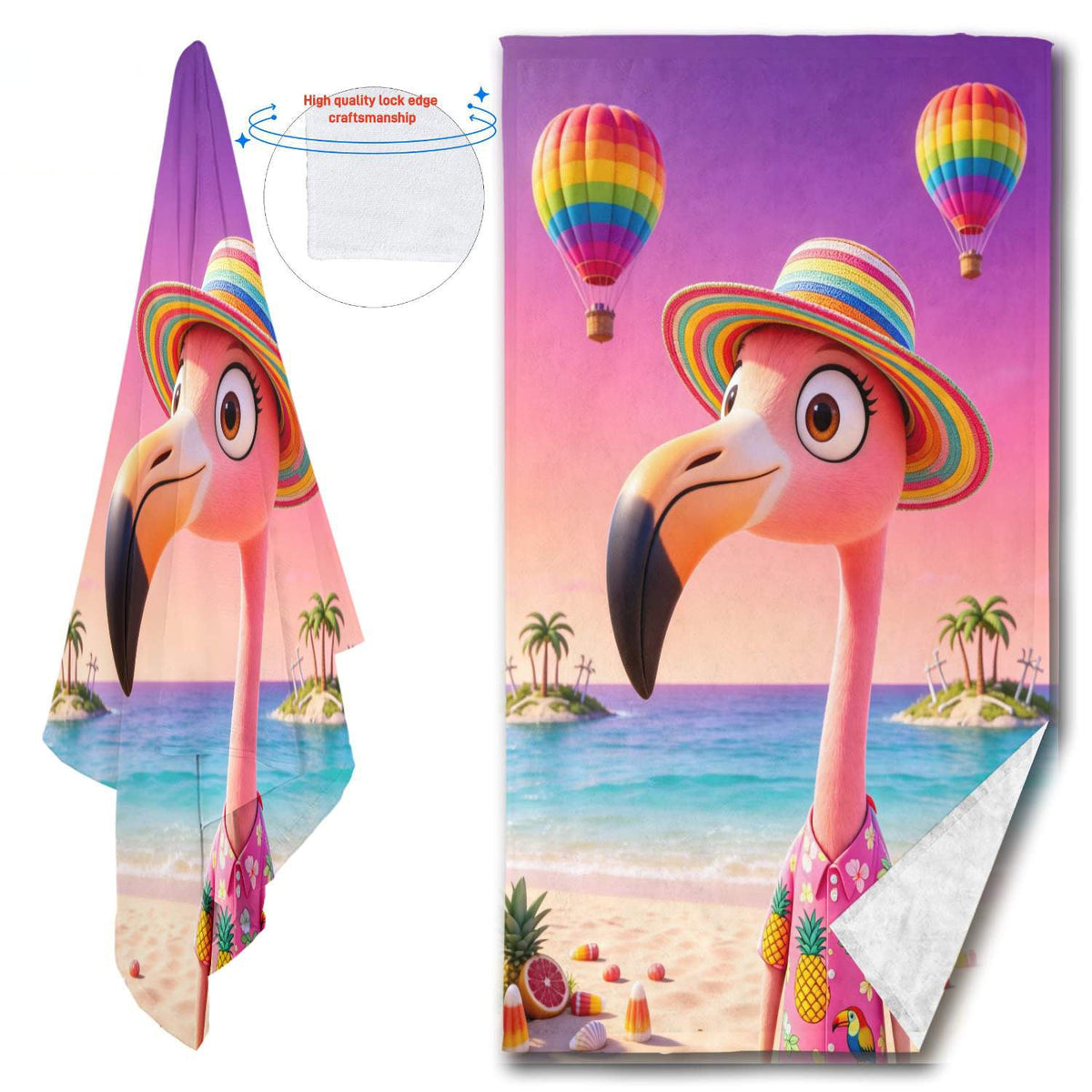 Aonana Flamingo Printed Quick-Dry Beach Towel