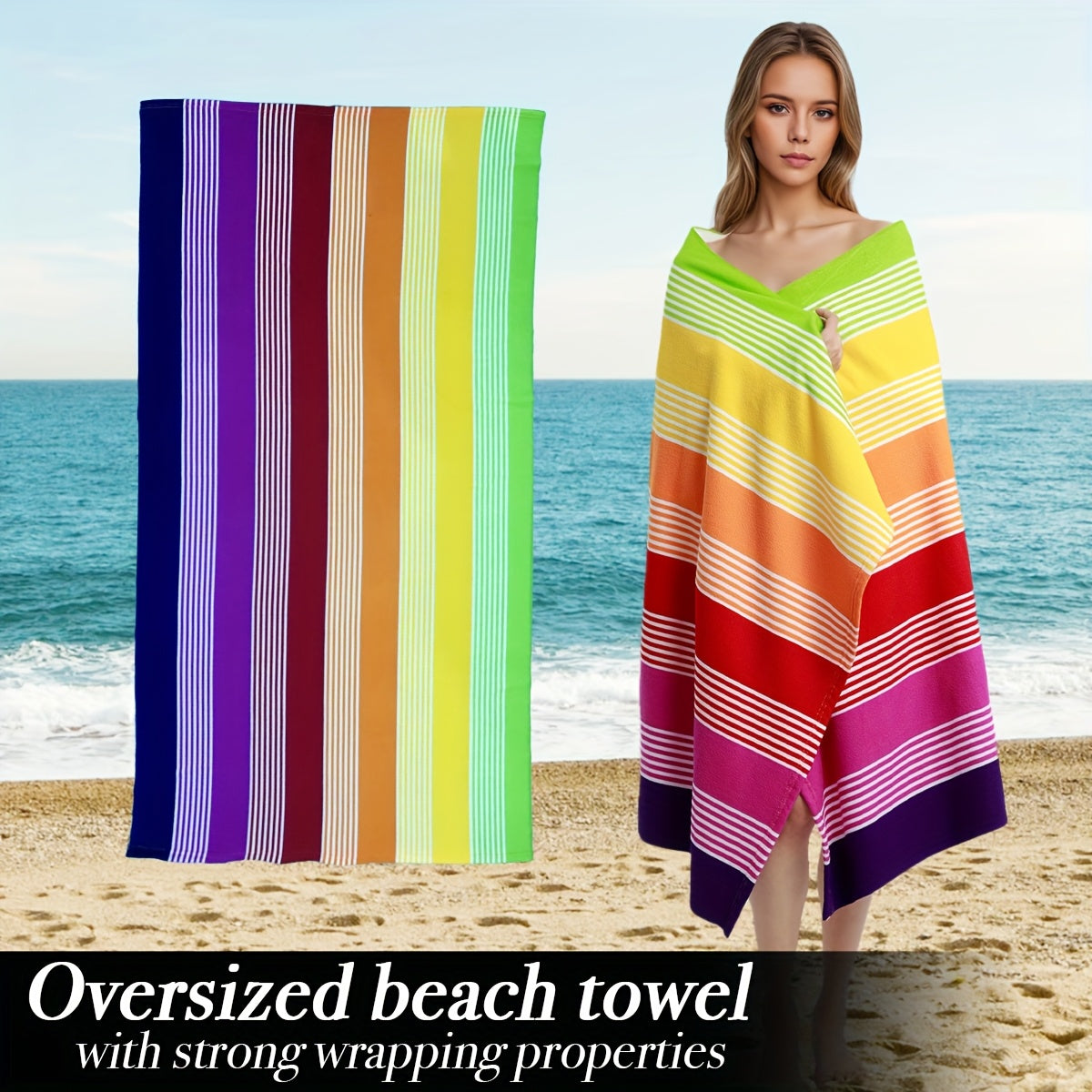 Aonana Striped Printed Quick-Dry Beach Towel