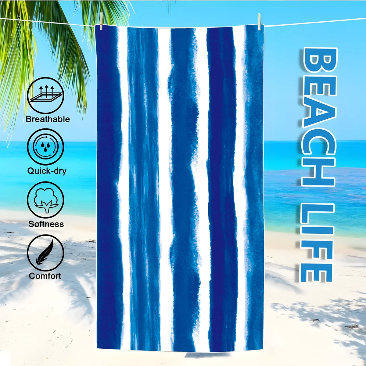 Aonana Striped Printed Quick-Dry Beach Towel