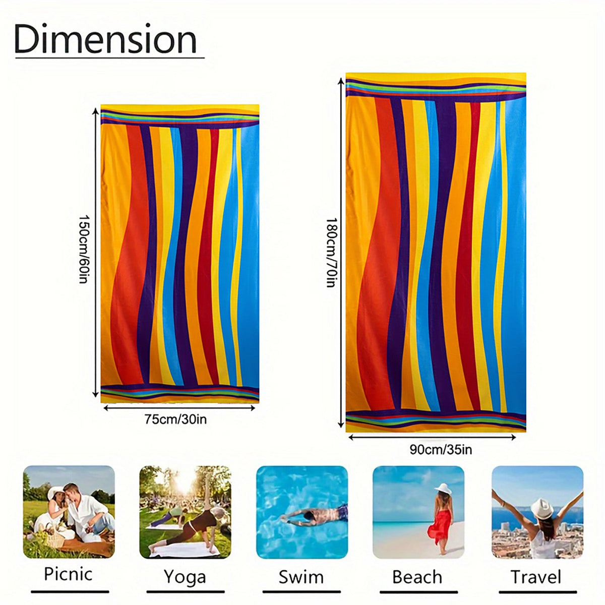 Aonana Striped Printed Quick-Dry Beach Towel