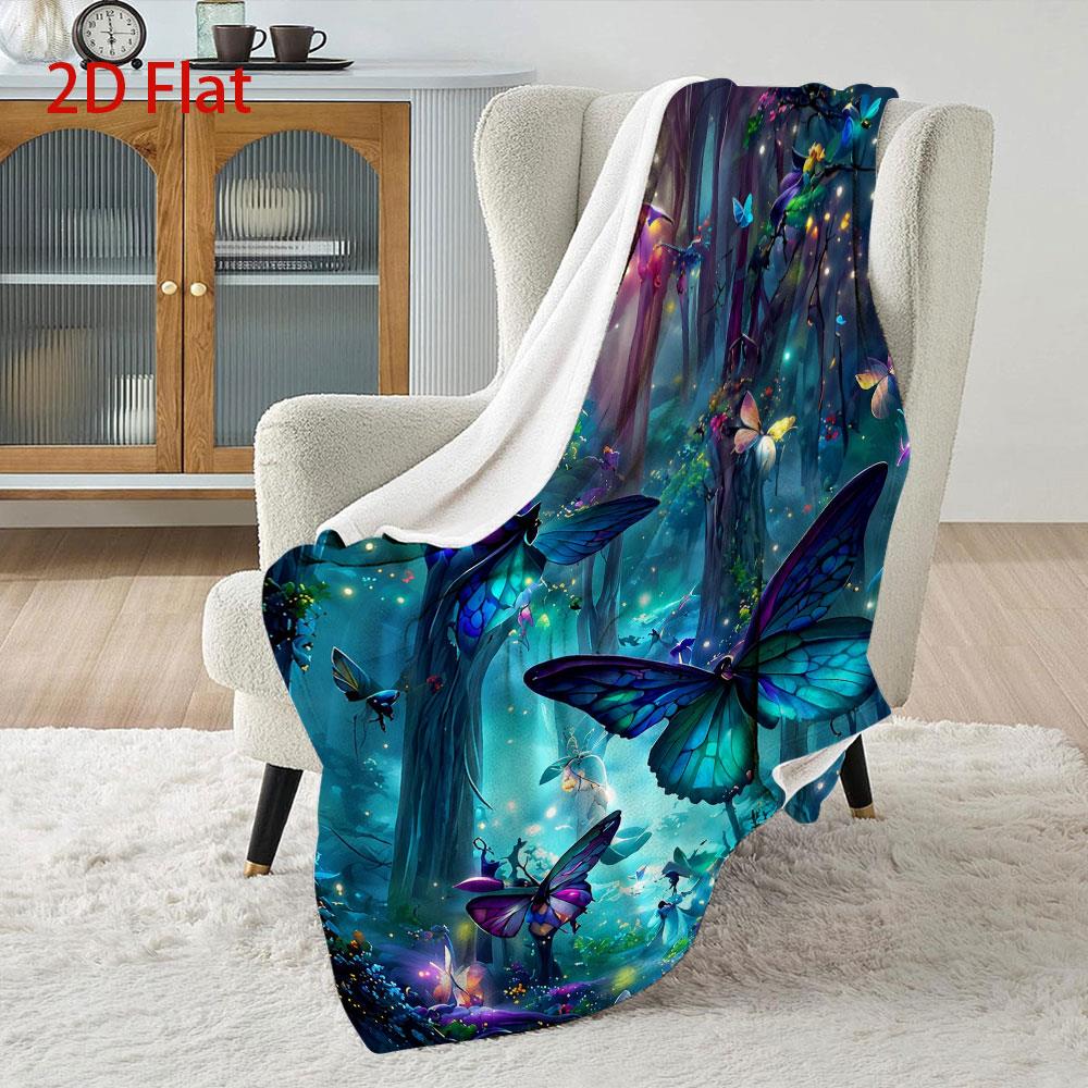 Aonana Secret Garden Butterfly & Floral Soft Cozy Flannel Throw Blanket