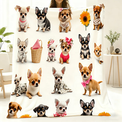 Aonana Cute Dogs Group Gifts Cozy Flannel Throw Blanket