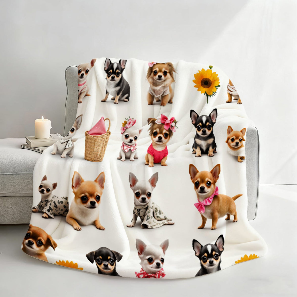 Aonana Cute Dogs Group Gifts Cozy Flannel Throw Blanket
