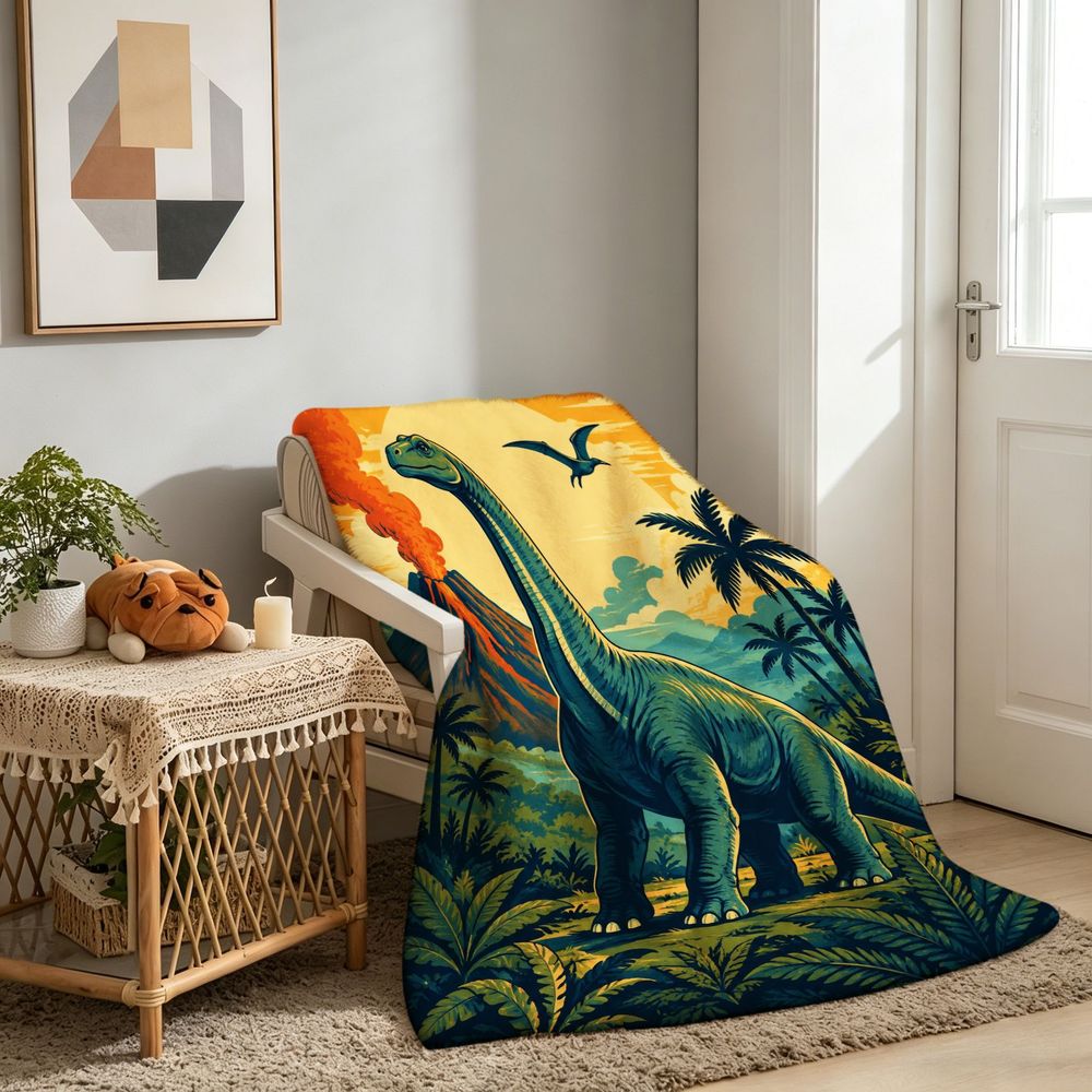🦕【Cute Dinosaur Series】Cartoon Dinosaur Flannel Blanket for Kids Cute Gift for Boys & Girls