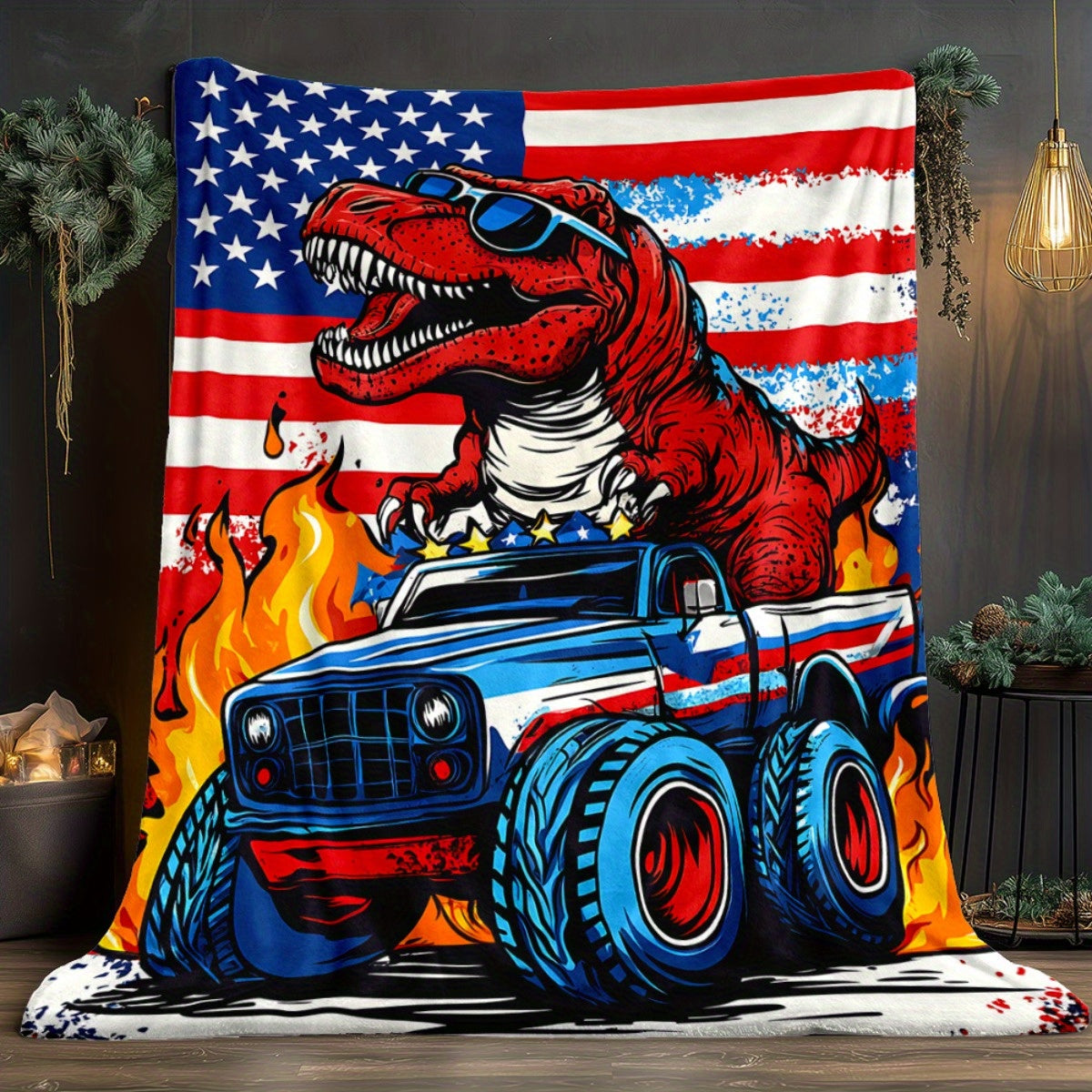 🦕【Cute Dinosaur Series】Cartoon Dinosaur Flannel Blanket for Kids Cute Gift for Boys & Girls