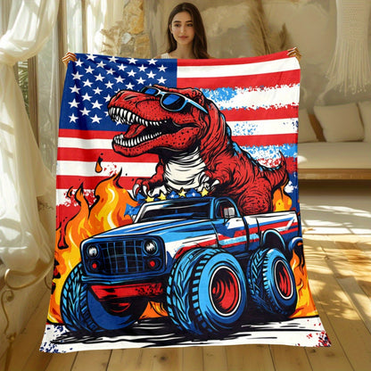 🦕【Cute Dinosaur Series】Cartoon Dinosaur Flannel Blanket for Kids Cute Gift for Boys & Girls