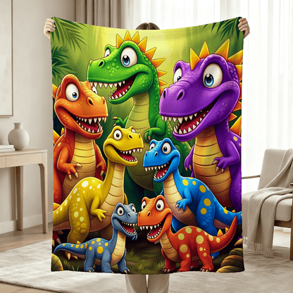 Aonana Adorable Dinosaur Print Flannel Blanket