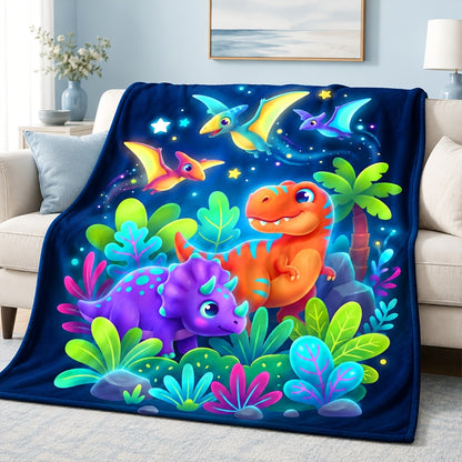 🦕【Cute Dinosaur Series】Cartoon Dinosaur Flannel Blanket for Kids Cute Gift for Boys & Girls