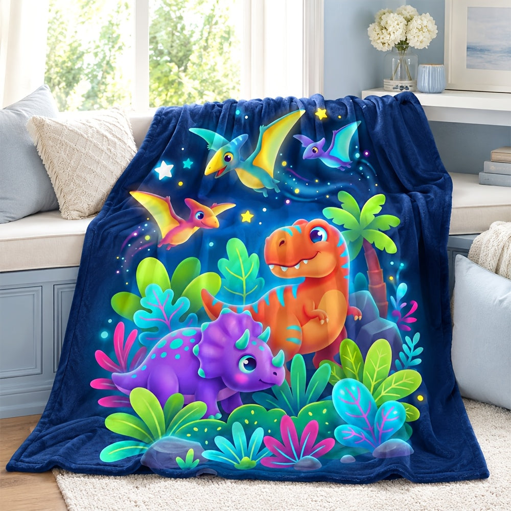 🦕【Cute Dinosaur Series】Cartoon Dinosaur Flannel Blanket for Kids Cute Gift for Boys & Girls