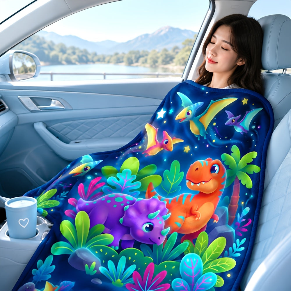 🦕【Cute Dinosaur Series】Cartoon Dinosaur Flannel Blanket for Kids Cute Gift for Boys & Girls