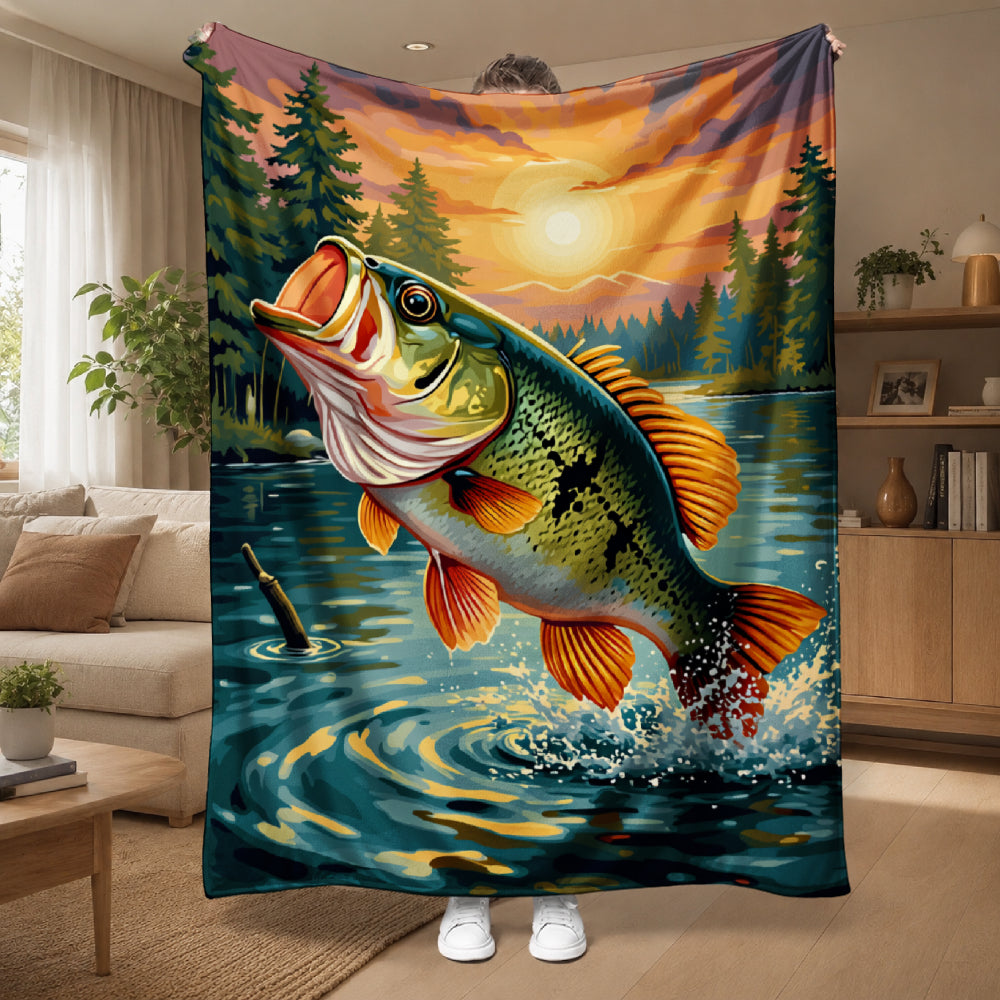 GiftoLuck Fishing Lover Flannel Blanket Soft Cozy Sofa Throw