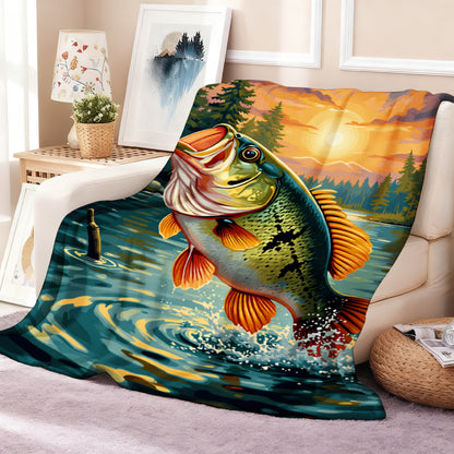 GiftoLuck Fishing Lover Flannel Blanket Soft Cozy Sofa Throw
