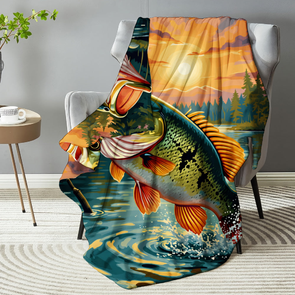 GiftoLuck Fishing Lover Flannel Blanket Soft Cozy Sofa Throw