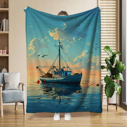 GiftoLuck Fishing Lover Flannel Blanket Soft Cozy Sofa Throw