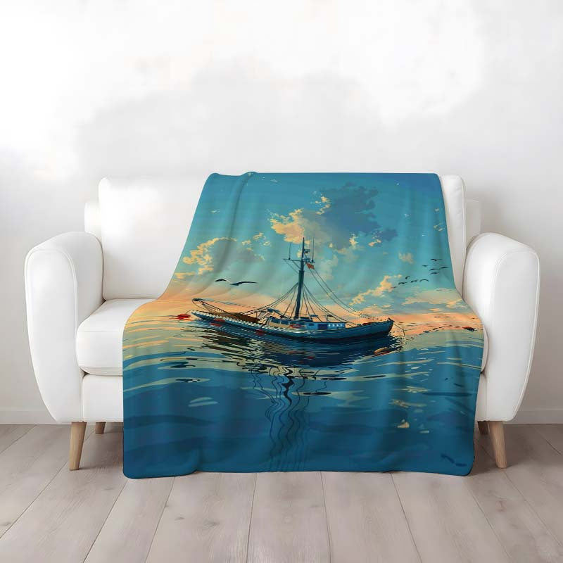 GiftoLuck Fishing Lover Flannel Blanket Soft Cozy Sofa Throw