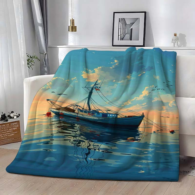 GiftoLuck Fishing Lover Flannel Blanket Soft Cozy Sofa Throw