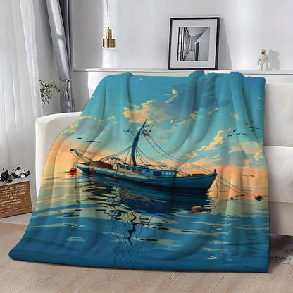 GiftoLuck Fishing Lover Flannel Blanket Soft Cozy Sofa Throw