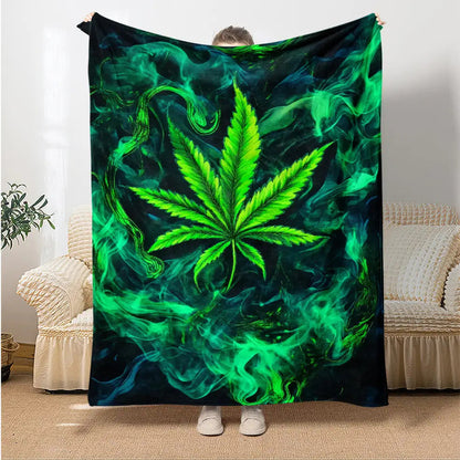 Aonana Secret Garden Leaf Art Soft Cozy Flannel Throw Blanket