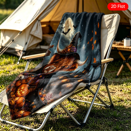 🐂【Highland Cow Series】Cute Bowknot Highland Cow Print Flannel Blanket Soft Warm Multi-purpose Gift Blanket For All Seasons
