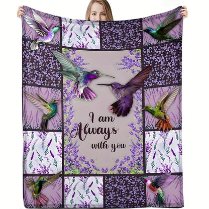 Aonana Hummingbird with Neon Flowers Flannel Throw Blanket