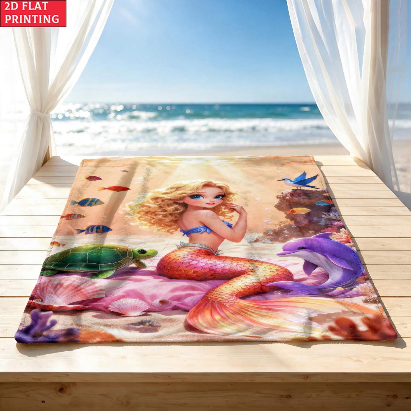 Giftoluck Mermaid Unicorn Cozy Flannel Throw Blanket