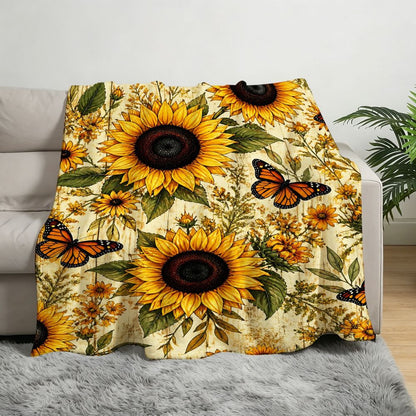 Aonana Secret Garden Sunflower Soft Cozy Flannel Throw Blanket