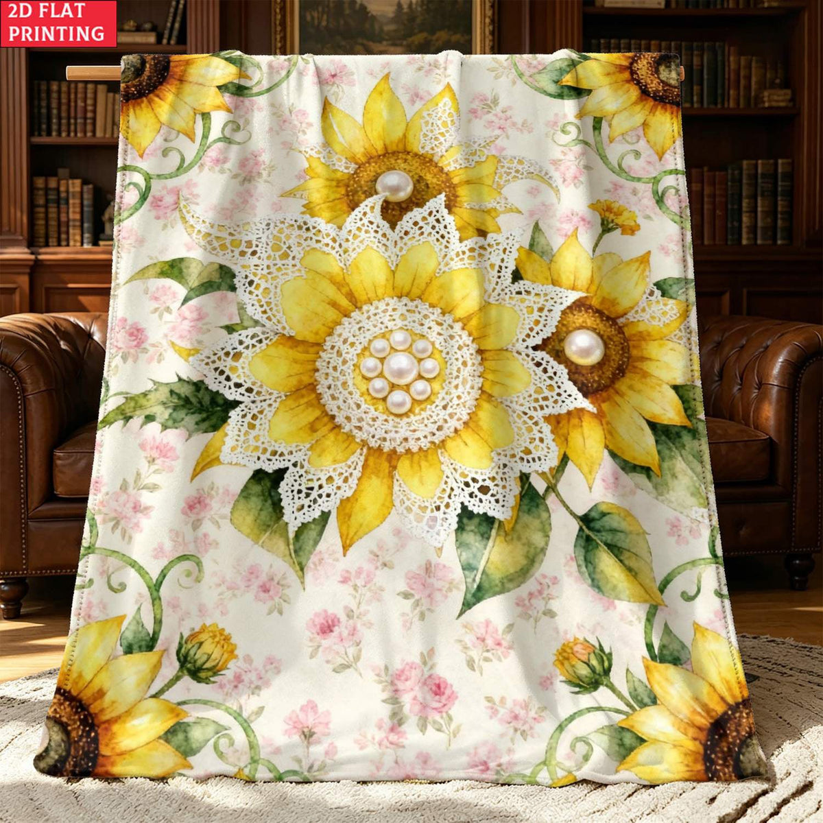 Aonana Secret Garden Sunflower Soft Cozy Flannel Throw Blanket