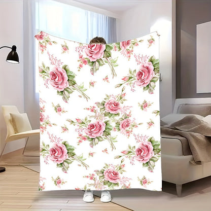 Aonana Secret Garden Flowers Soft Cozy Flannel Throw Blanket