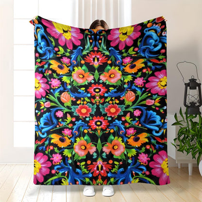 Aonana Secret Garden Flowers Soft Cozy Flannel Throw Blanket