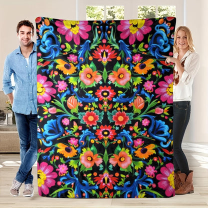 Aonana Secret Garden Flowers Soft Cozy Flannel Throw Blanket