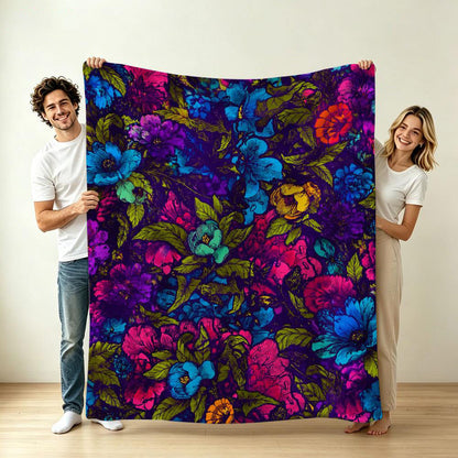 Aonana Secret Garden Flowers Soft Cozy Flannel Throw Blanket