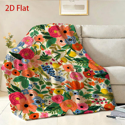 Aonana Secret Garden Flowers Soft Cozy Flannel Throw Blanket