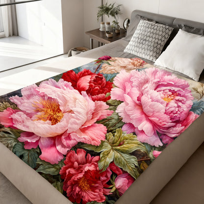 Aonana Secret Garden Flowers Soft Cozy Flannel Throw Blanket