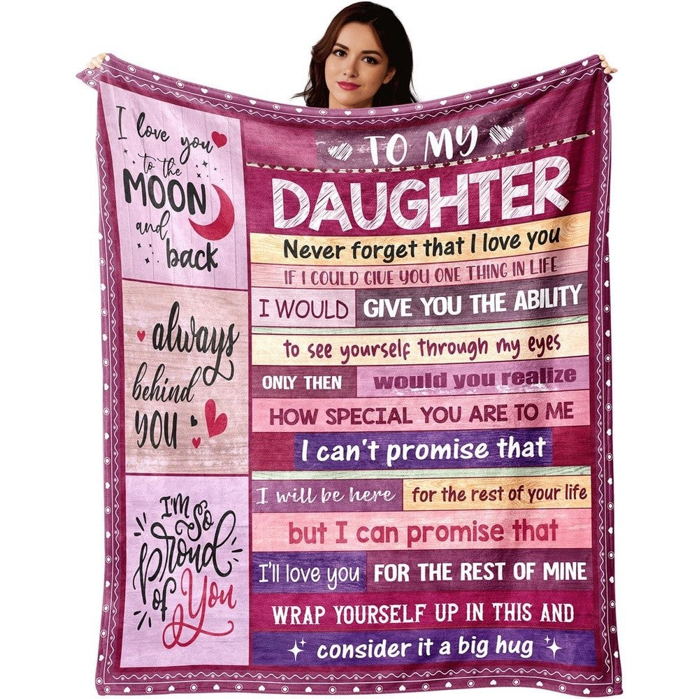 Aonana “To My Daughter” Heartfelt Message Flannel Blanket