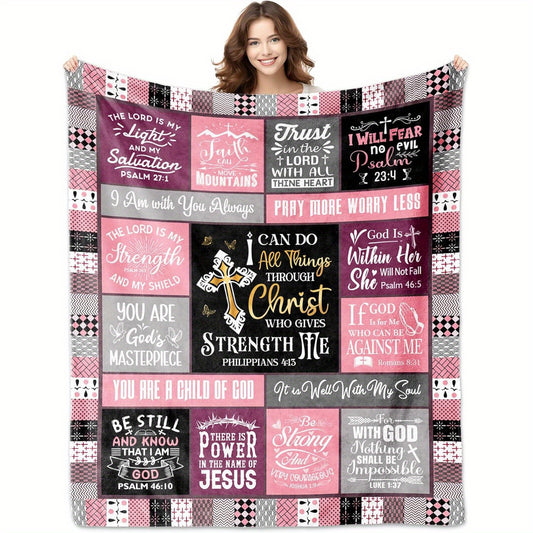 GiftoLuck “I Can Do All Things Through Christ Who Gives Strength Me”  Flannel Blanket Gift for Faith