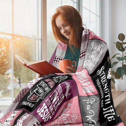 GiftoLuck “I Can Do All Things Through Christ Who Gives Strength Me”  Flannel Blanket Gift for Faith