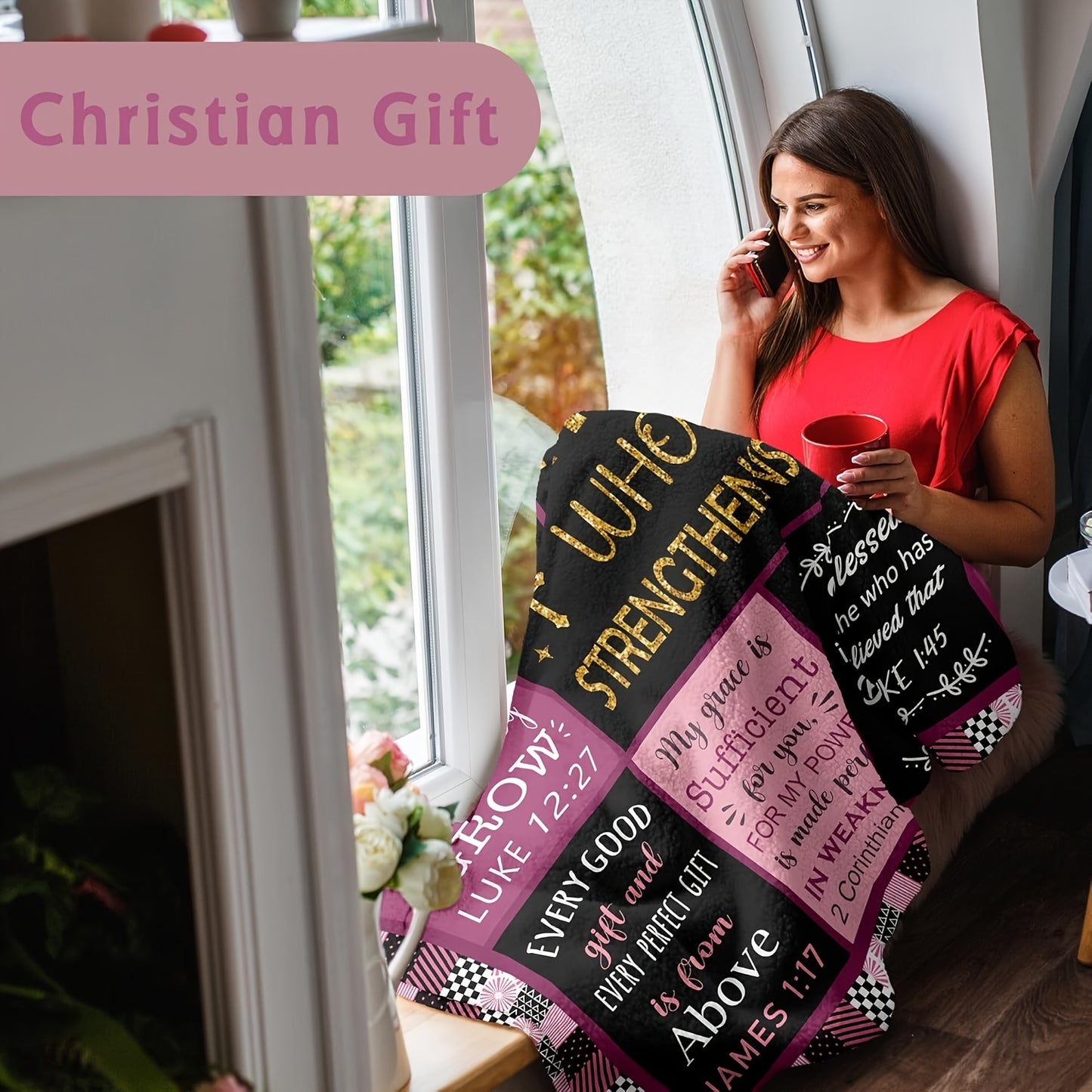 GiftoLuck “I Can Do All Things Through Christ Who Gives Strength Me”  Flannel Blanket Gift for Faith