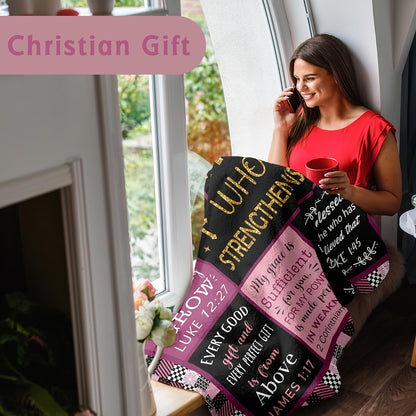 GiftoLuck “I Can Do All Things Through Christ Who Gives Strength Me”  Flannel Blanket Gift for Faith