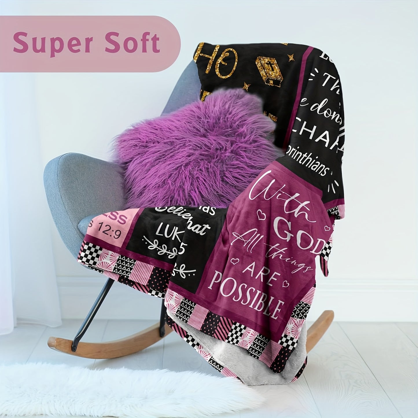 GiftoLuck “I Can Do All Things Through Christ Who Gives Strength Me”  Flannel Blanket Gift for Faith