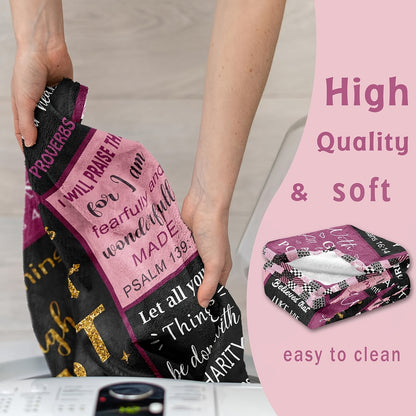 GiftoLuck “I Can Do All Things Through Christ Who Gives Strength Me”  Flannel Blanket Gift for Faith